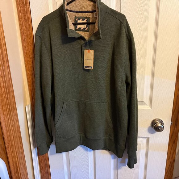 G.H. Bass & Co Pine Ridge Green Fleece Pullover Sweatshirt Men's Size XXL NWT - Picture 1 of 4